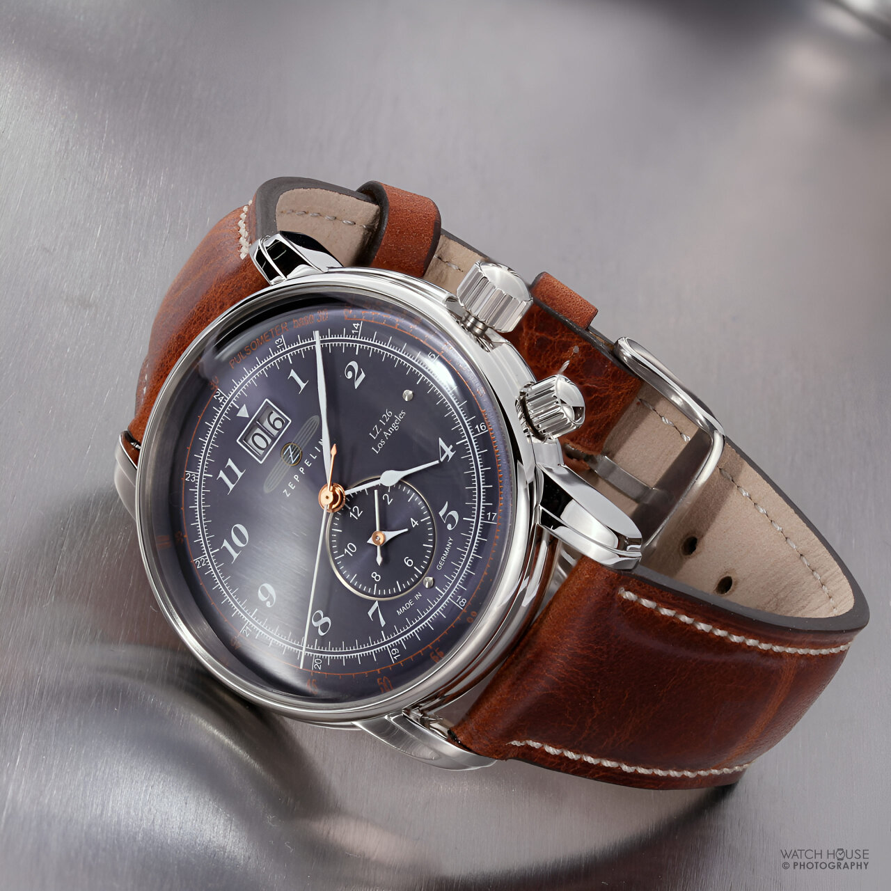 Zeppelin LZ126 Los Angeles 8644-3 Dual Time Men's Wristwatch