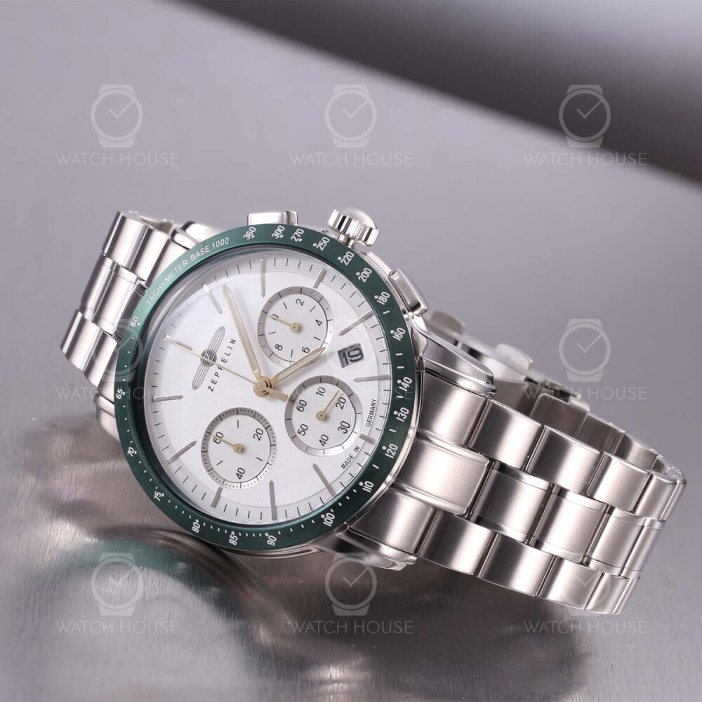 Zeppelin New York 8878MB-4 Silber-Smaragd 6S20 Chronograph