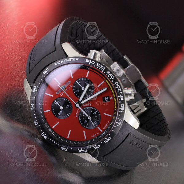 Zeppelin Night Cruise Chronograph 7288-5_Set Kautschuck mit rotem Extraband