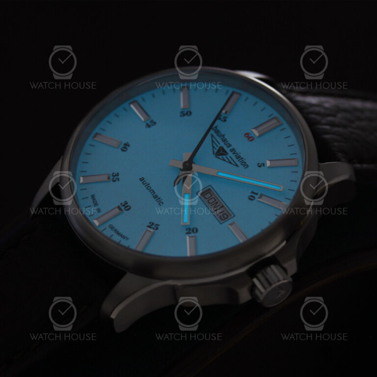 Bauhaus Aviation 2864-5 mit 60 Stunden Gangreserve und Leuchtzifferblatt