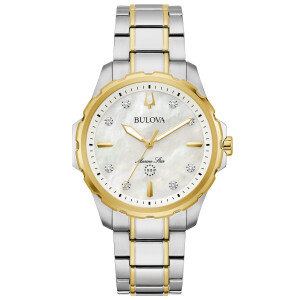 Bulova 98P227 Marine Star Damenuhr mit 8 Diamanten in Bicolor-Perlmutt