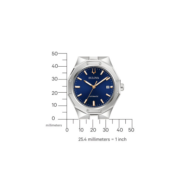 Bulova Classic Octagon Automatic Watch 96B463 Blue