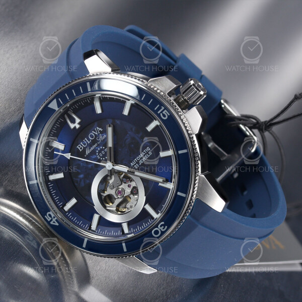 Bulova Marine Star 96A303 Skelettierte Automatikuhr mit transparentem Zifferblatt