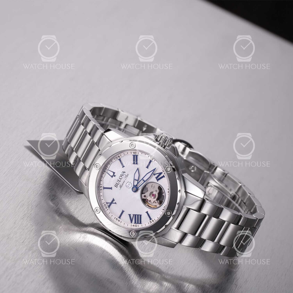 BULOVA ♦ 96L326 Marine Star Automatic Women's Watch Bulova Marine Mother Of Pearl Dial Automatic Casual Women's