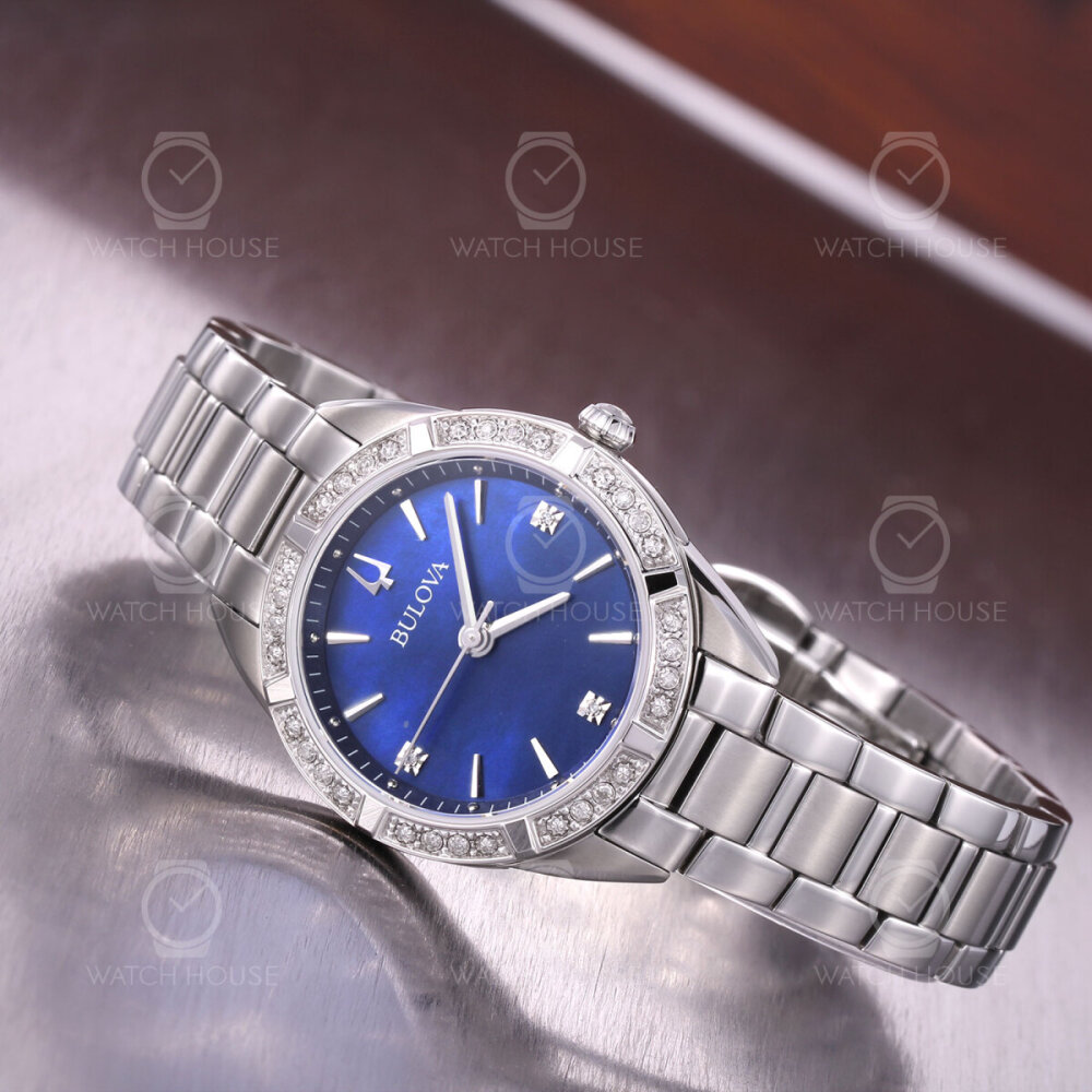 Bulova classic ladies watch with 19 diamonds and  MOP 96R243