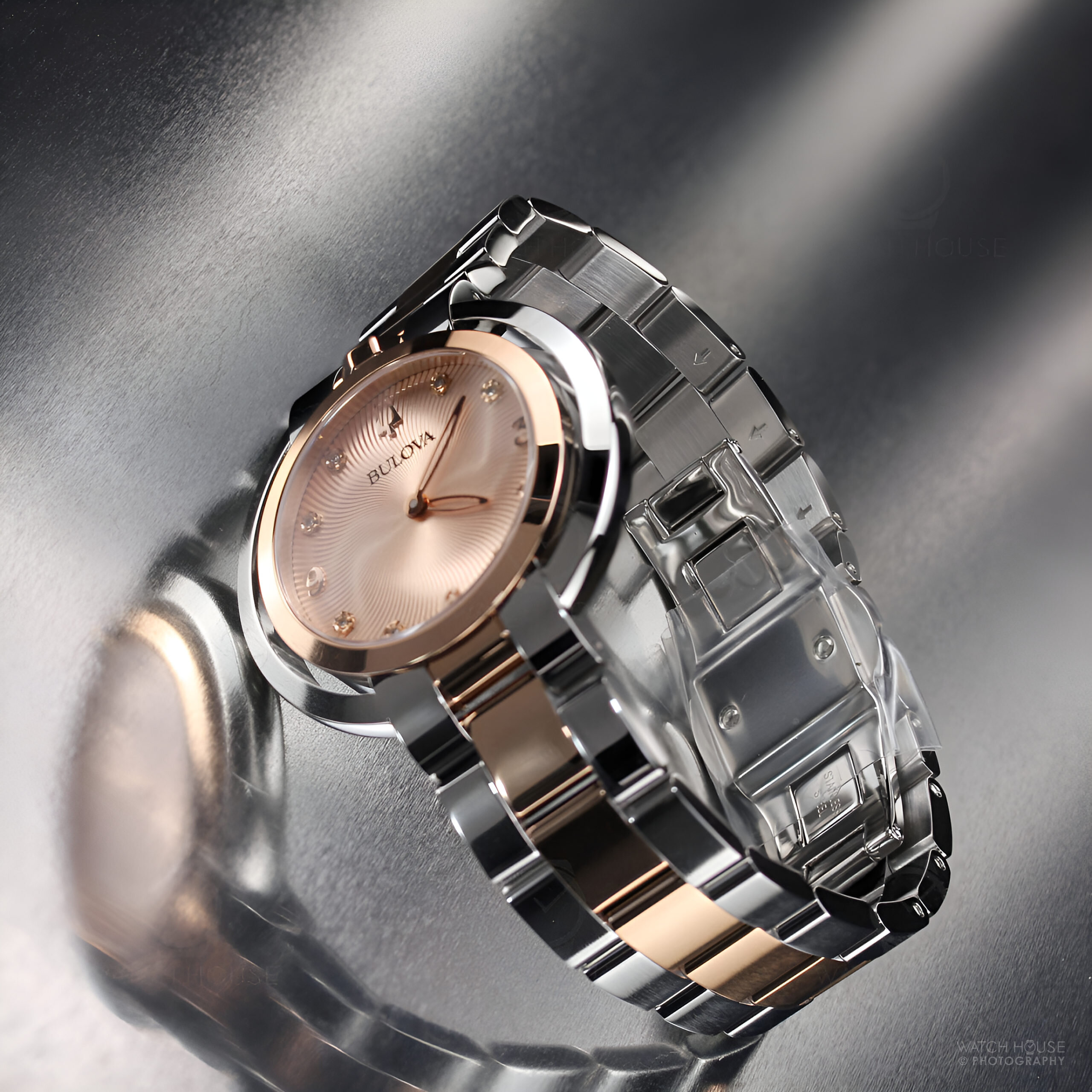 Bulova Rubaiyat 98P174 rose with diamonds and cabochon