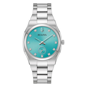 Bulova Surveyor Mother-of-Pearl 11 Diamonds 96P243 Turquoise