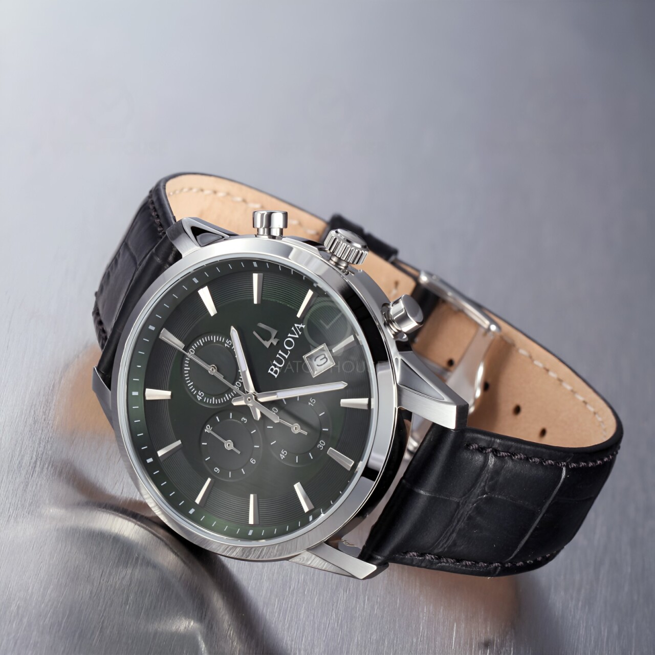 Bulova Sutton Klassische Herrenuhr 96B413 Stahl-Grün