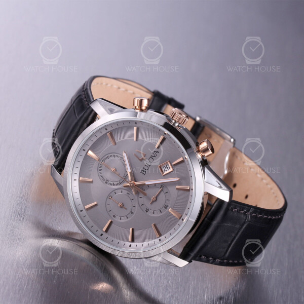 Bulova Sutton Klassische Herrenuhr 98B409 Grau-Rosé