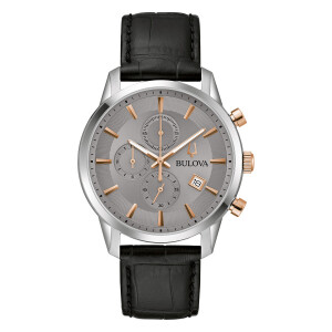 Bulova Sutton Klassische Herrenuhr 98B409 Grau-Rosé