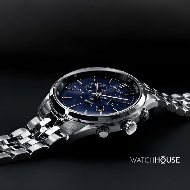 Citizen Orologio Cronografo Quarzo Uomo AT2141-52L - Cassa In Acciaio, Quadrante Blu, Cinturino In Acciaio Inox - copertina