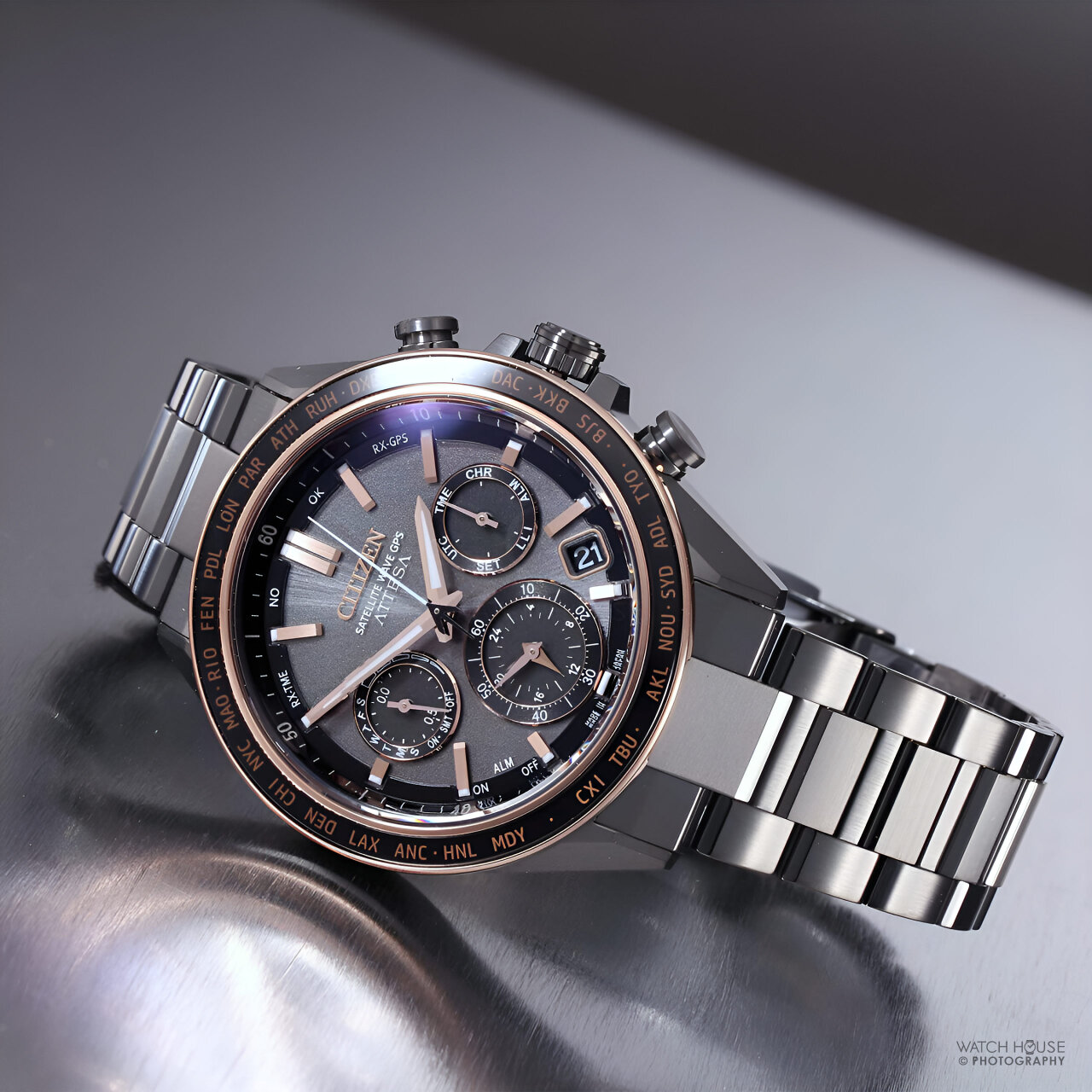 Citizen GPS CC4074-61W Satellite Wave Attesa Black-Copper