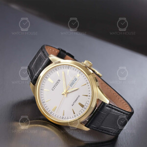 Citizen Mens Automatic Watch NY4059-09AE Gold-White