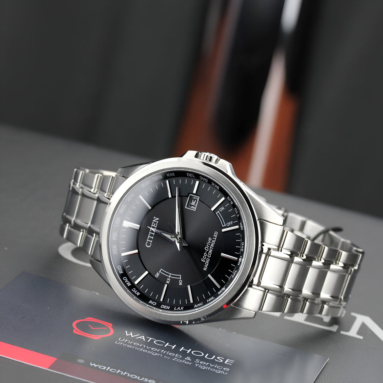 Citizen men CB0250-84E 4 zones world time watch with perpetual calendar