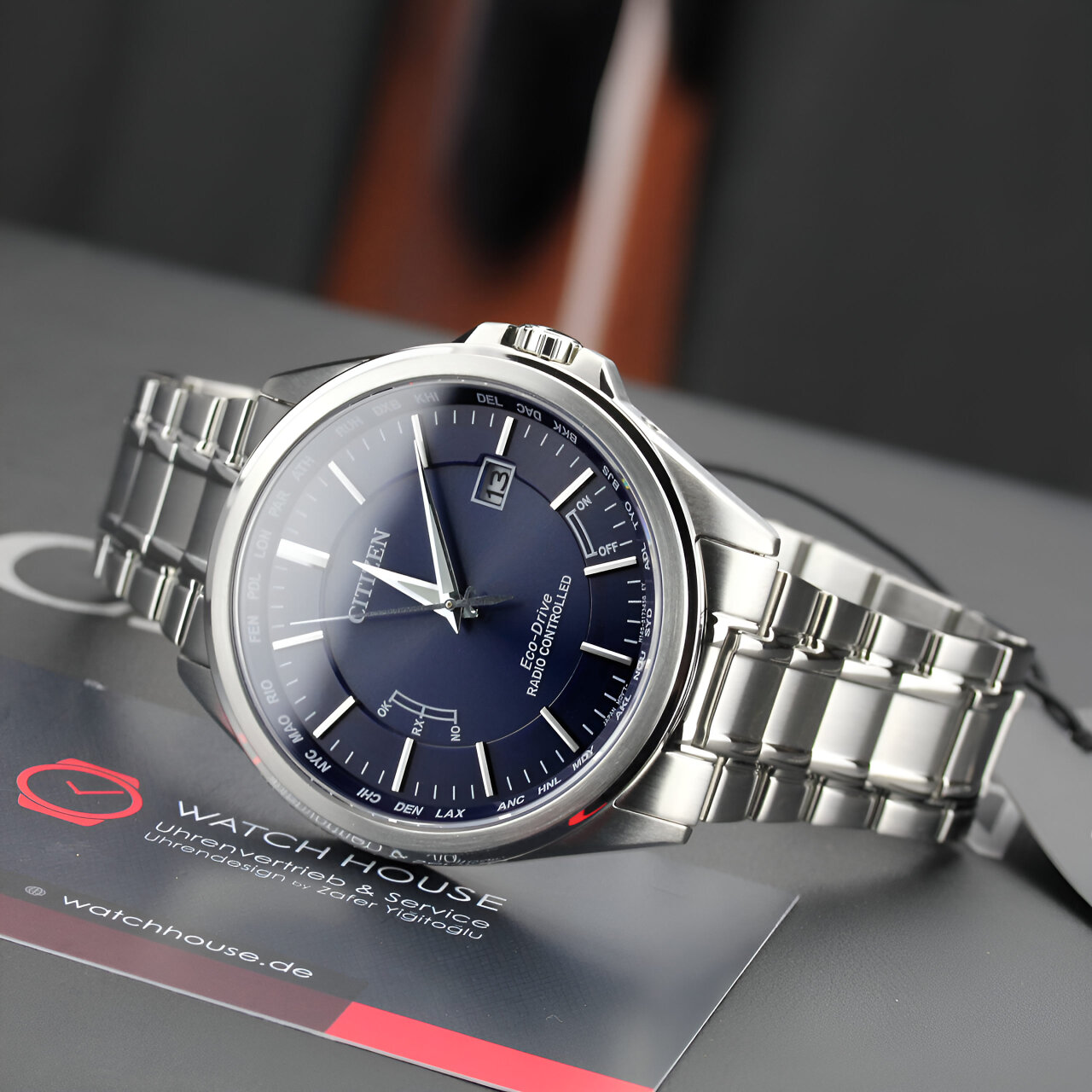 Citizen men CB0250-84L 4 zones world time watch with perpetual calendar