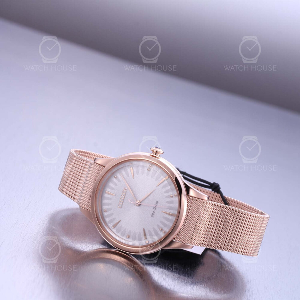 Citizen L Damen Eco-Drive mit Milanaisenband EM1153-88A Rosegold