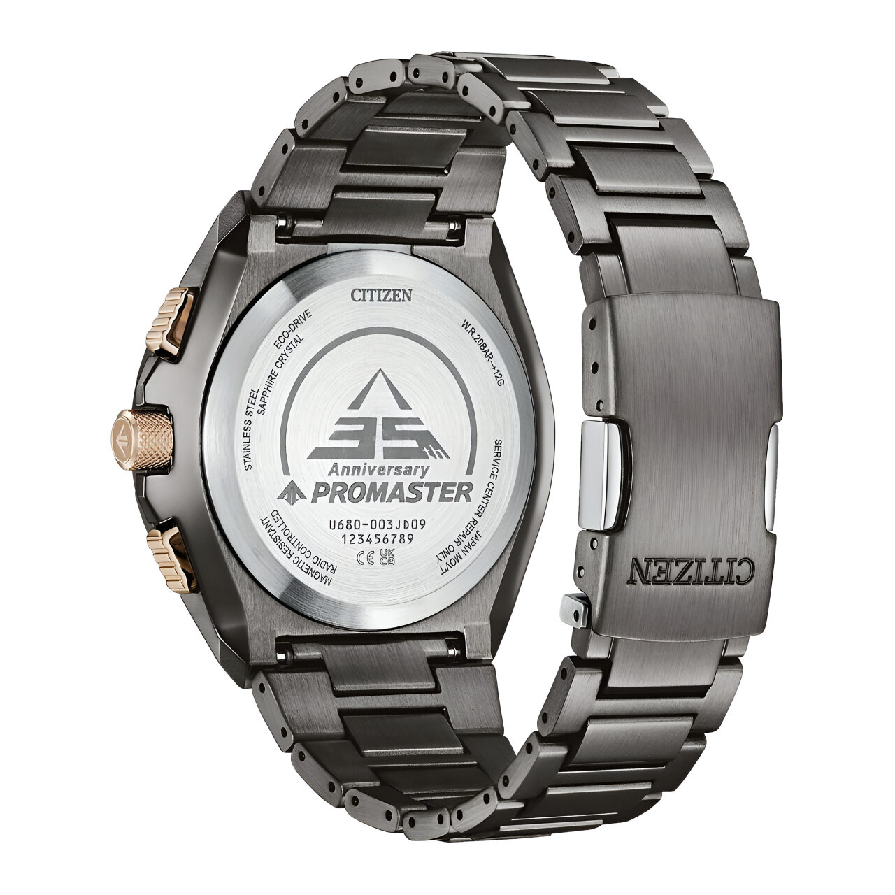 Citizen Orologio Uomo Skyhawk Radiocontrollato 35° Anniversario JY8146-54E - Eco-Drive, Cronografo, World Timer, Acciaio E Oro Rosa - 3