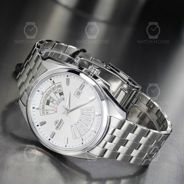 Orient silberne Automatikuhr mit ewigem Kalender RA-BA0004S10B