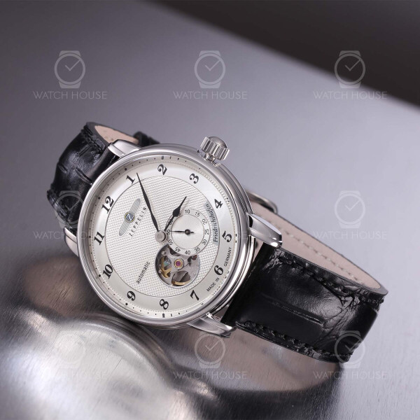 Zeppelin Friedrichshafen 8566-4 Silber - Automatikuhr Offene Unruh