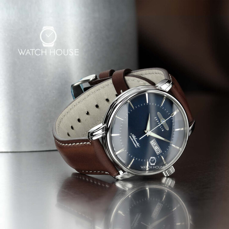 Zeppelin Herren Automatikuhr Atlantic 8466-3 mit blauem...