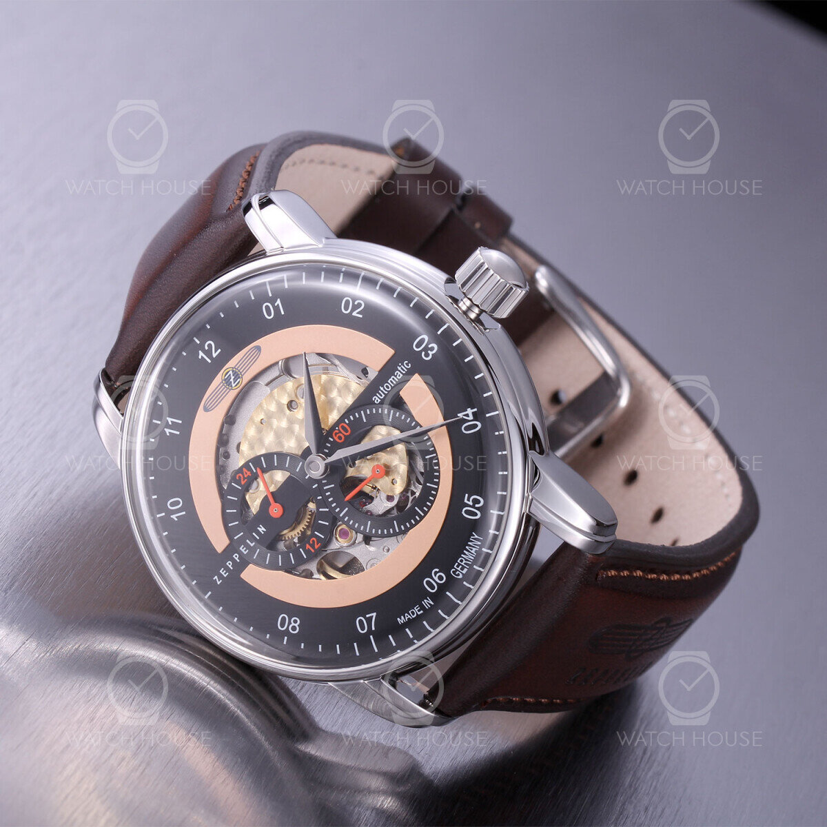 ニン ✓ Zeppelin ZE-8664-2 ⌚ New Captain's Line Automatic Skeleton 24h