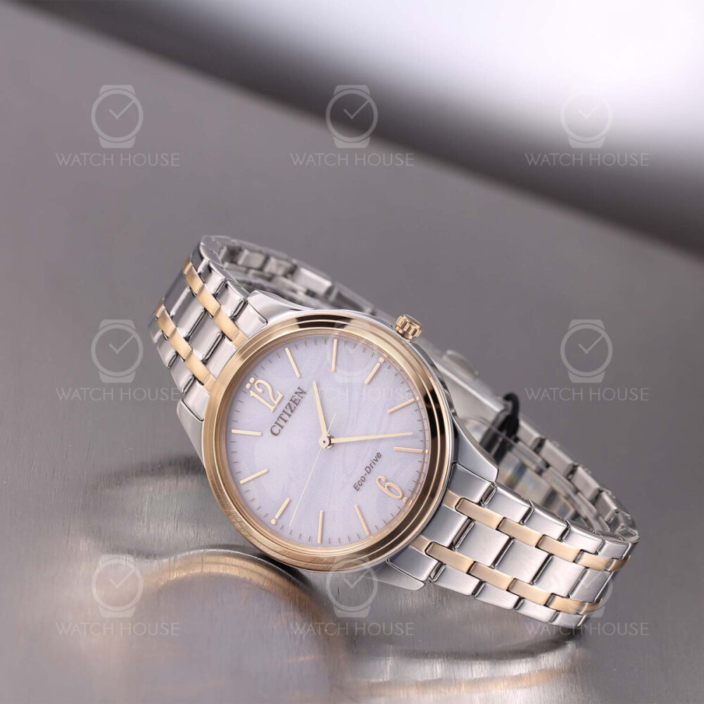 Citizen EM0416-78A Elegance Damenuhr Perlmutt Weiß Bicolor