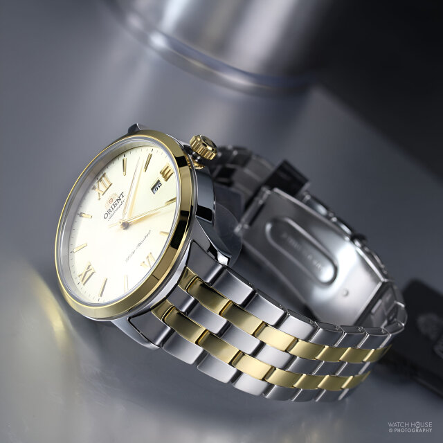 Orologio Automatico Orient RA-AC0F08G10B | Cassa Oro/argento 41 Mm, Quadrante Marrone, Vetro Zaffiro, Cinturino Pelle Bicolore
