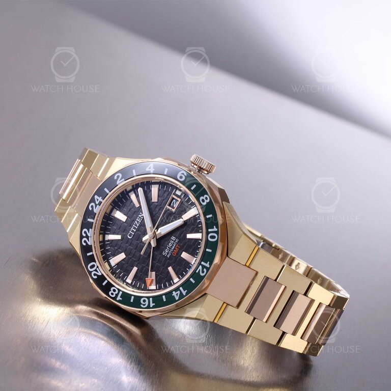 Citizen Series 8 - GMT Automatikuhr NB6033-51E Gold & Rosé