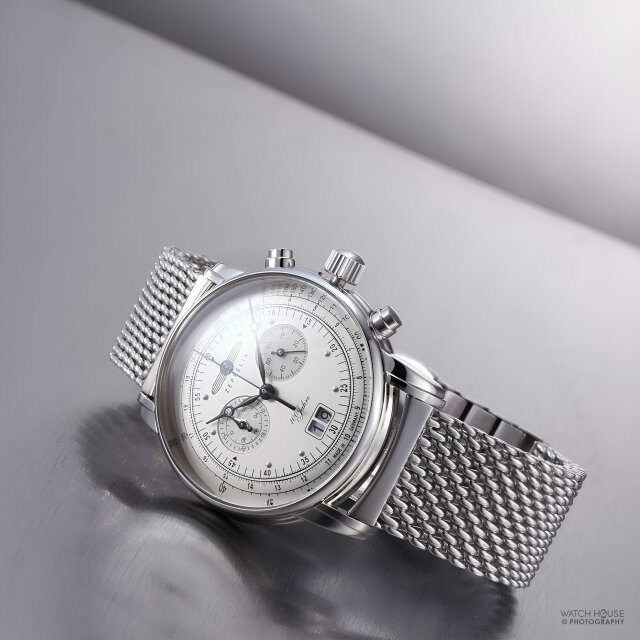 Zeppelin 100 Jahre Chrono mit Großdatum 7690M-1 Silber