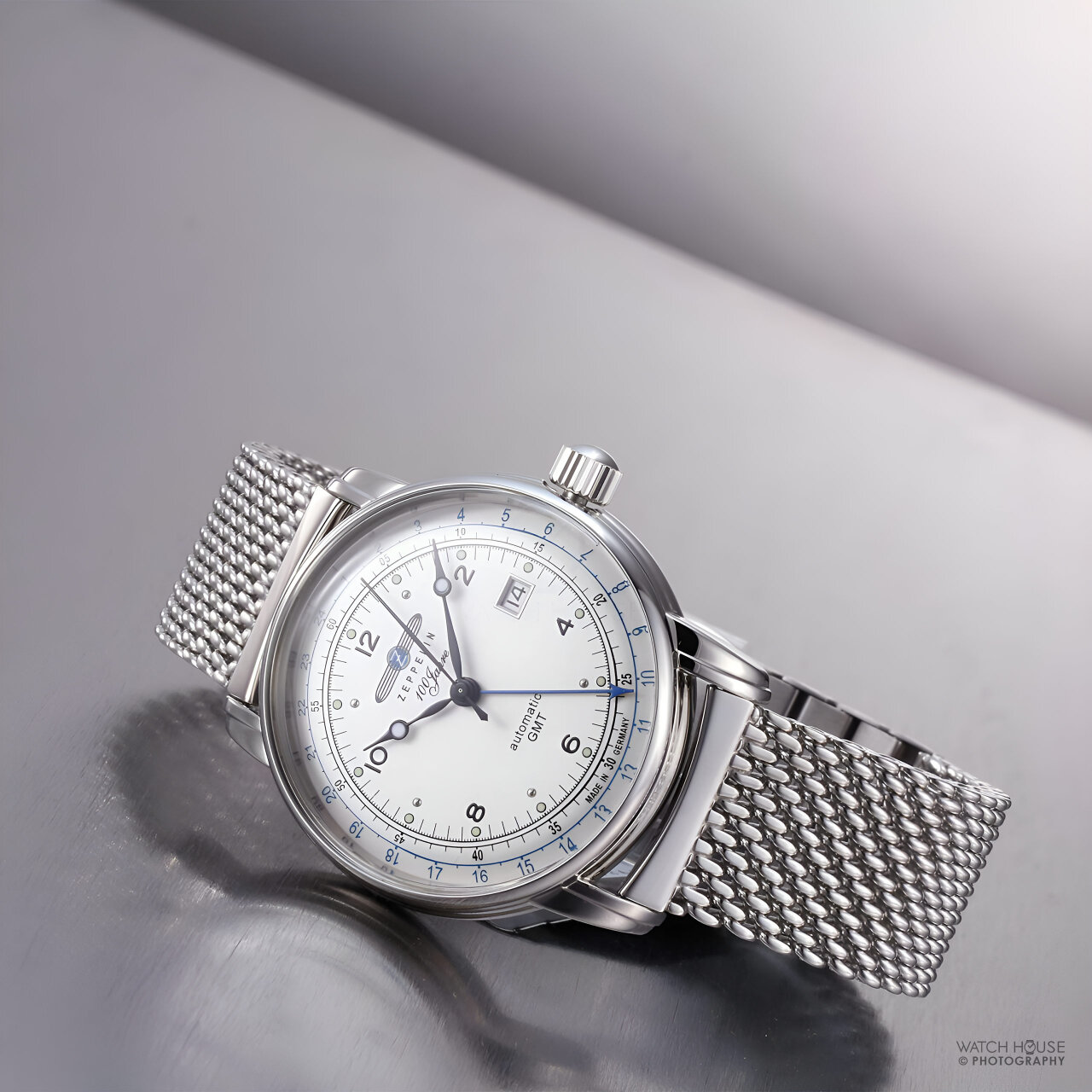 Zeppelin 100 years GMT automatic watch 8666m-1 silver