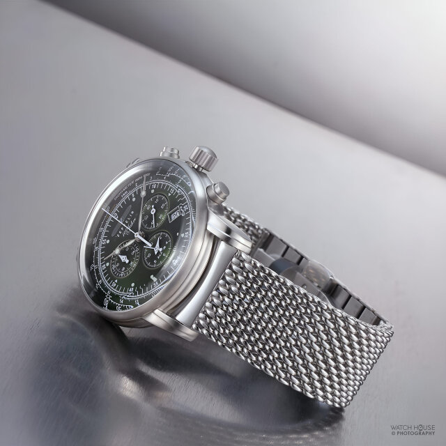 Zeppelin 100 years Alarm Chronograph 8680m-4 green