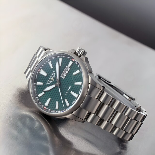 Bauhaus Aviation Iron Annie Automatikuhr 2862M-4 Dunkelgrün