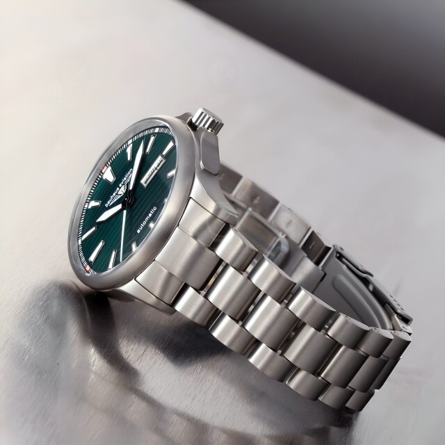 Bauhaus Aviation Iron Annie Automatikuhr 2862M-4 Dunkelgrün