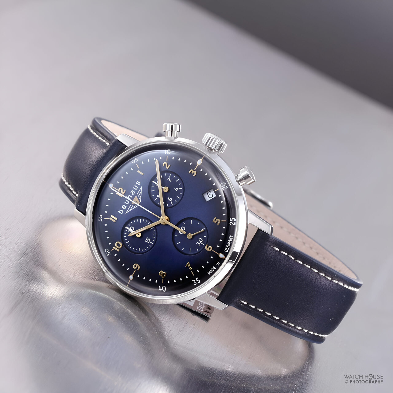 Bauhaus 2096-3 ETA mens chronograph in blue