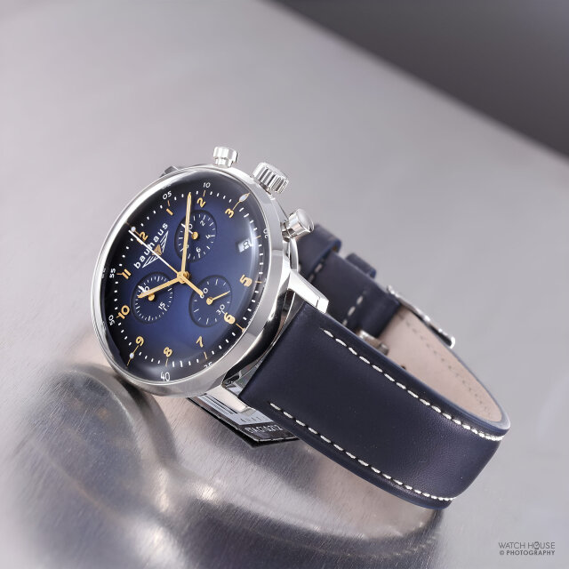 Bauhaus 2096-3 ETA mens chronograph in blue