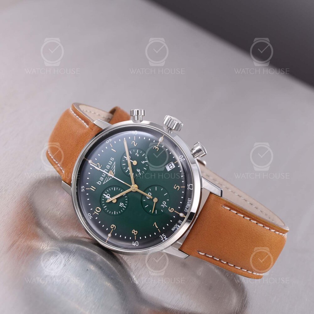 Bauhaus 2096-4 ETA mens chronograph in Green