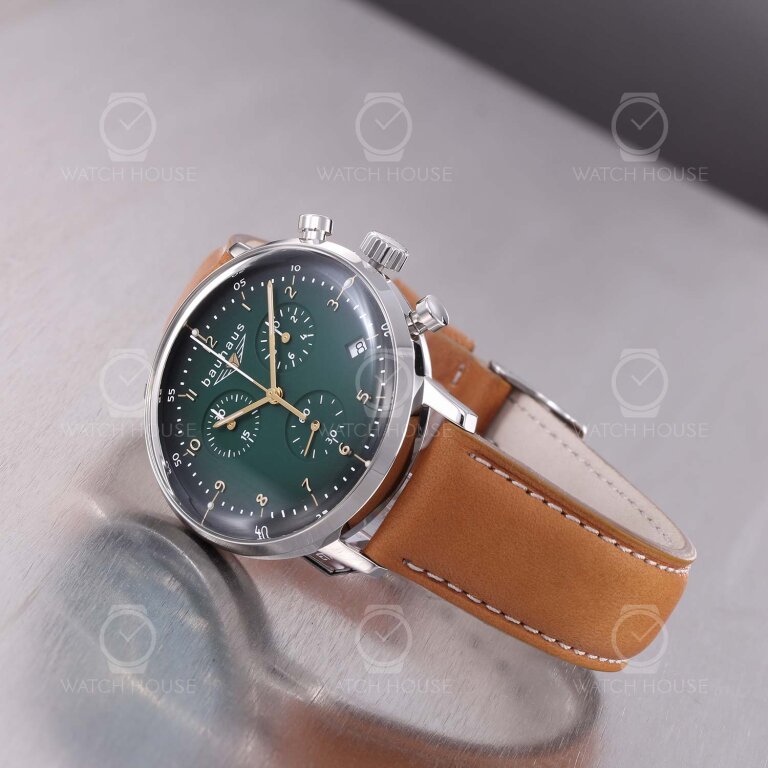 Bauhaus 2096-4 ETA mens chronograph in Green