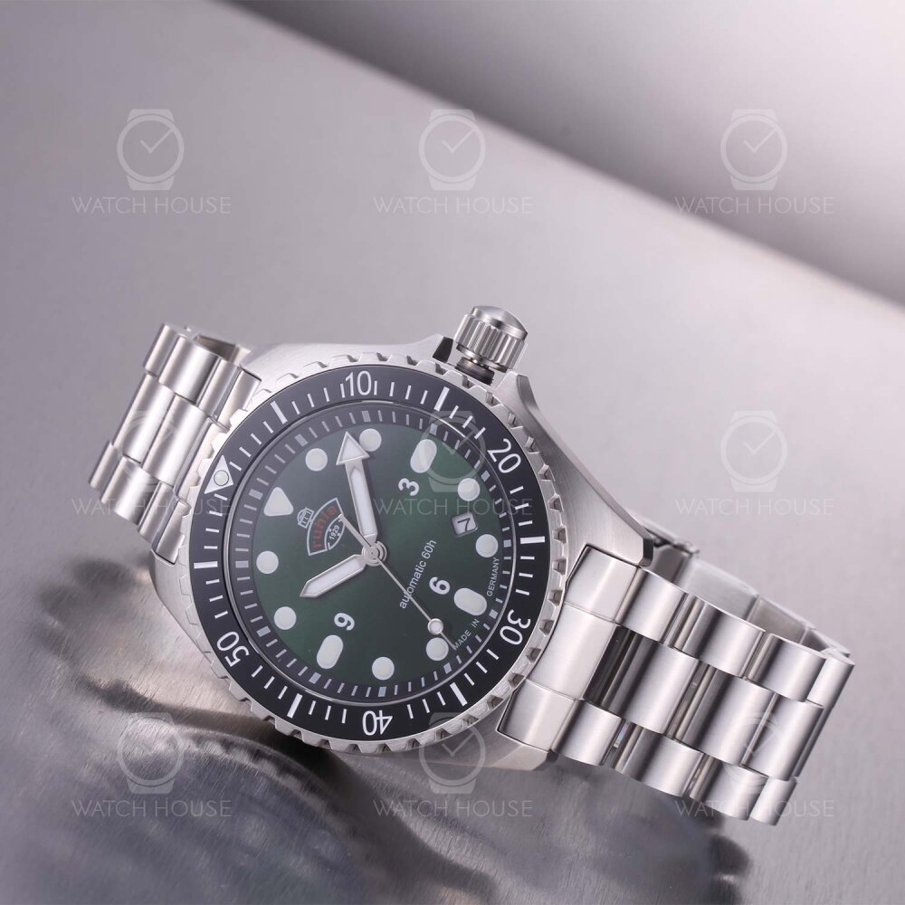 Ruhla 1929 DIVER Set - 4960M-4 Minentaucher Automatikuhr Grün