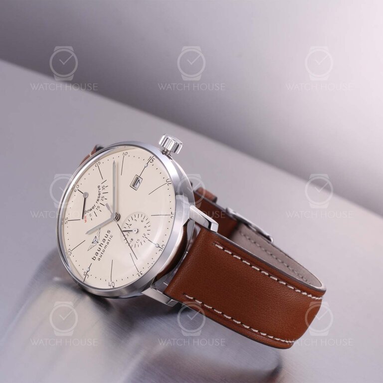 Bauhaus Automatikuhr Dessau 2060-5 Kaliber P9132 Beige