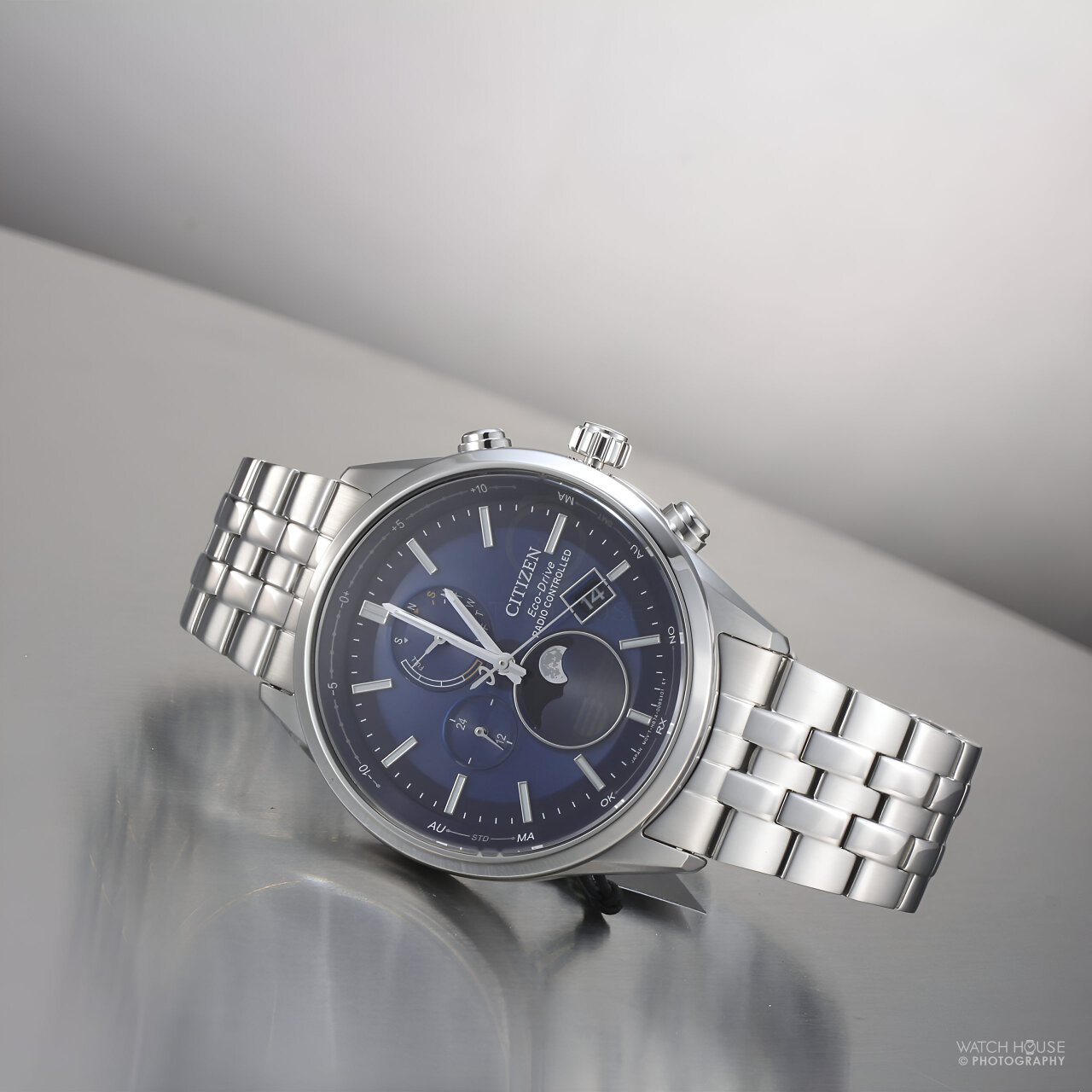 Citizen Attesa radio controlled moon phase BY1030-50L silver-blue
