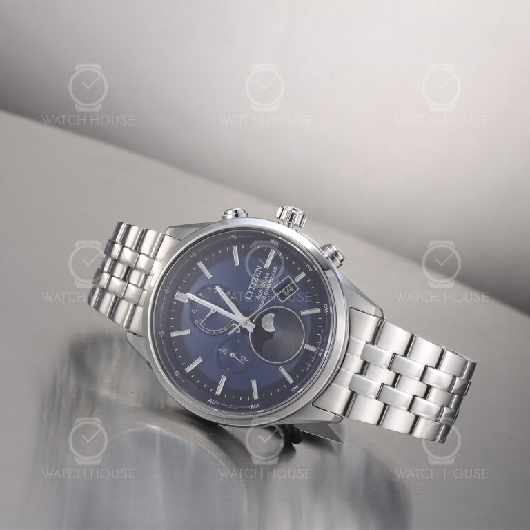 Citizen Attesa Funk-Mondphase BY1030-50L Silber-Blau