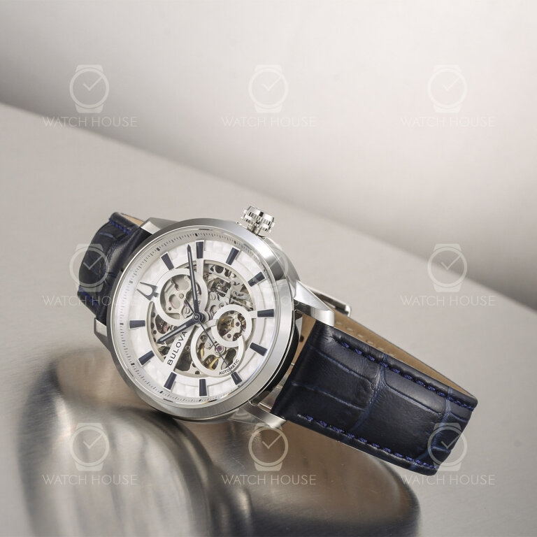 Bulova Sutton Skelettierte Automatik 96A330 Silber