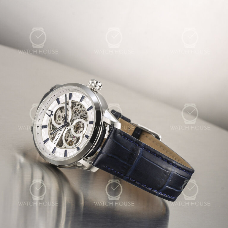 Bulova Sutton Skelettierte Automatik 96A330 Silber