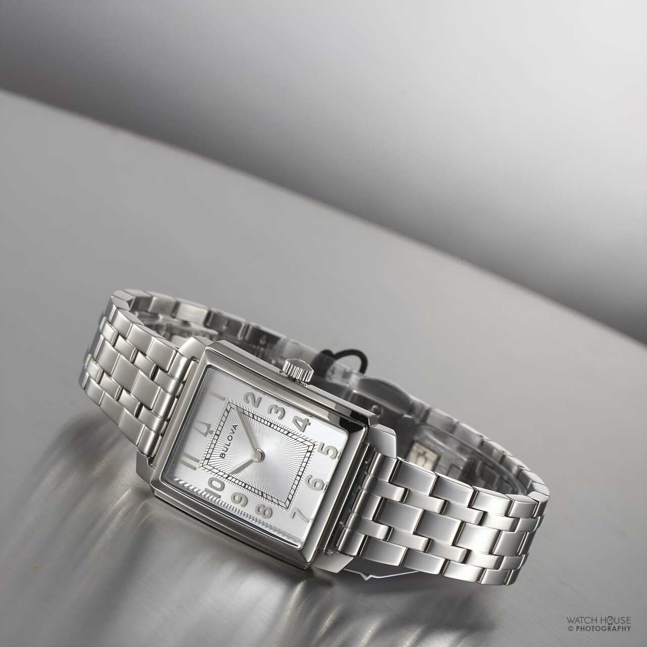 Bulova Silver and Steel Square-Back Bracelet Watch Bulova Frank Sinatra “The Very Thought of You” Women main image 2