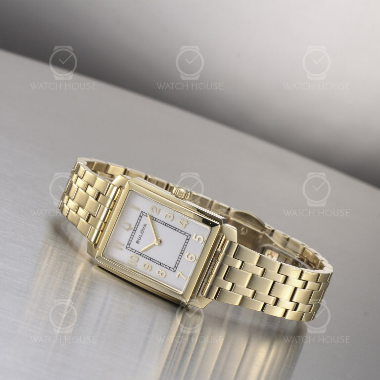 Bulova Classic Damenuhr Square 97L186 Gold-Weiß