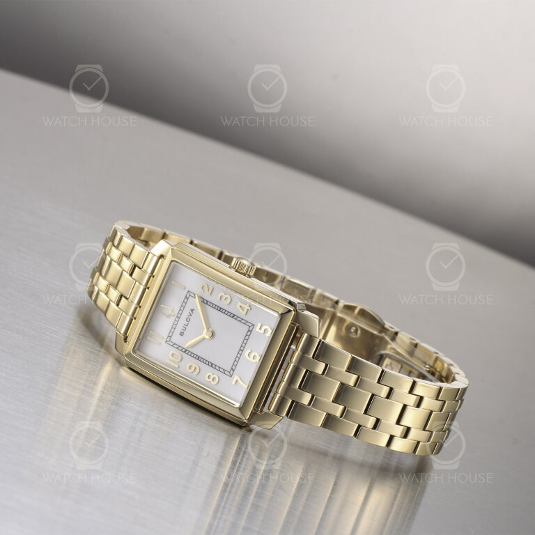 Bulova Classic Damenuhr Square 97L186 Gold-Weiß