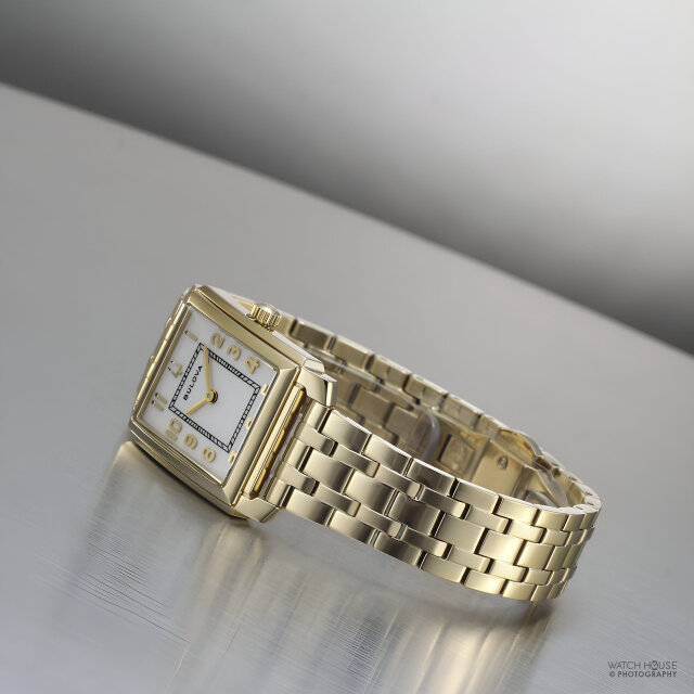 Bulova Classic Womens Watch Square 97L186 Gold-White