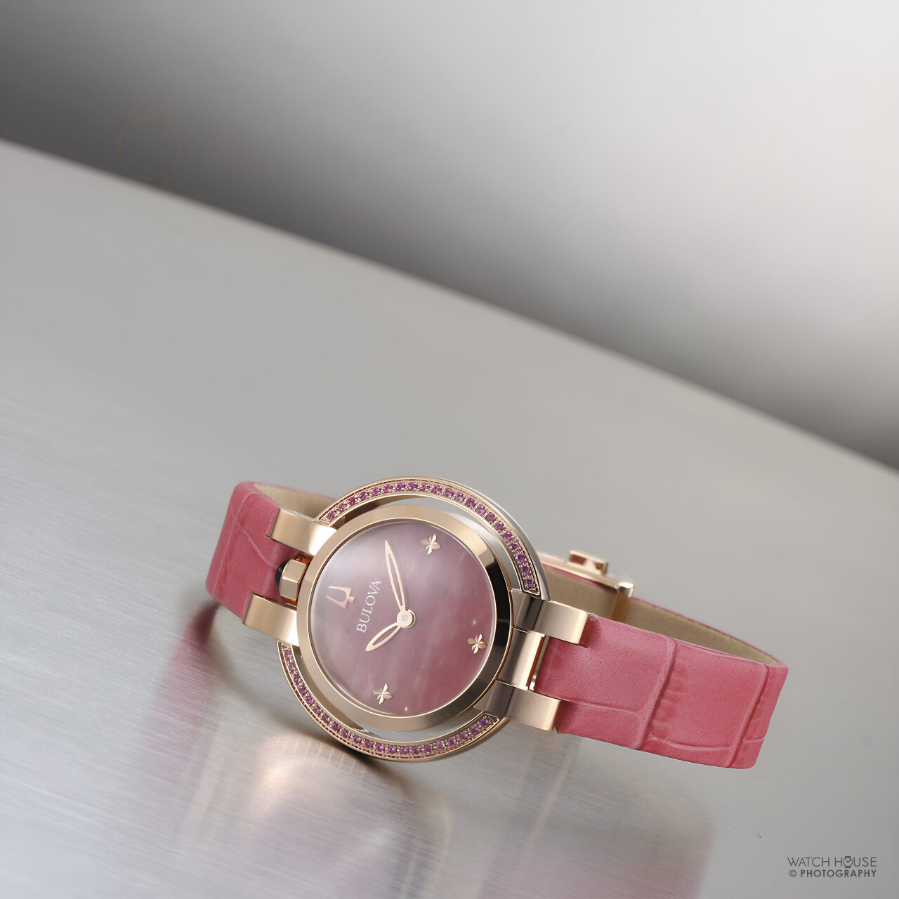 Bulova Rubaiyat Damenuhr Four Seasons Frühling Rhodonit Zifferblatt