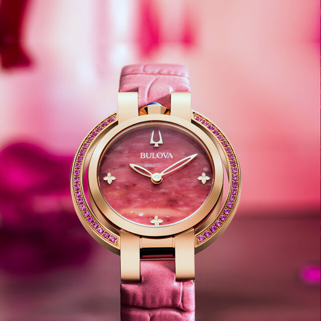 Bulova Rubaiyat Damenuhr Four Seasons Frühling Rhodonit Zifferblatt