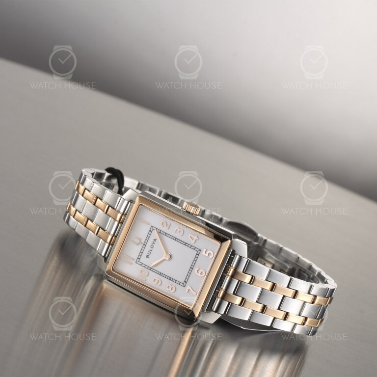 Bulova Classic Damenuhr Square 98L328 Rosé-Weiß